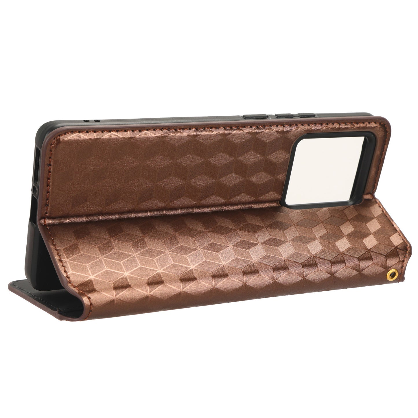 For Motorola Edge 40 5G Phone Cover Rhombus Imprinted Shell PU Leather Stand Fall Proof Case