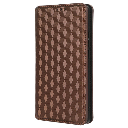 For Motorola Edge 40 5G Phone Cover Rhombus Imprinted Shell PU Leather Stand Fall Proof Case