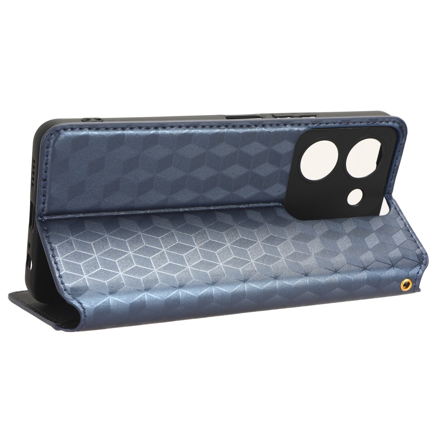 For vivo Y36 4G / Y36 5G / Y78 (China) 5G PU Leather Rhombus Imprinted Shell Stand Case Phone Cover