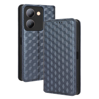 For vivo Y36 4G / Y36 5G / Y78 (China) 5G PU Leather Rhombus Imprinted Shell Stand Case Phone Cover