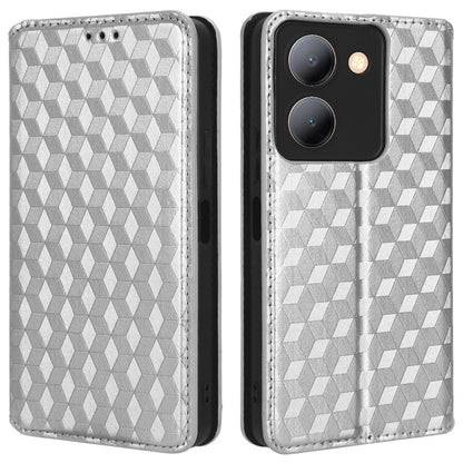 For vivo Y36 4G / Y36 5G / Y78 (China) 5G PU Leather Rhombus Imprinted Shell Stand Case Phone Cover