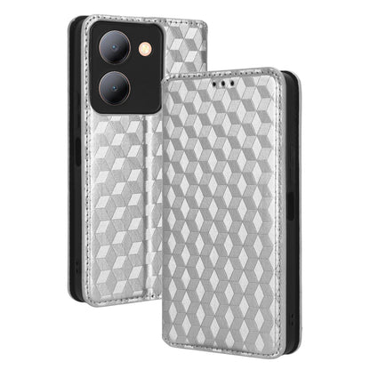 For vivo Y36 4G / Y36 5G / Y78 (China) 5G PU Leather Rhombus Imprinted Shell Stand Case Phone Cover