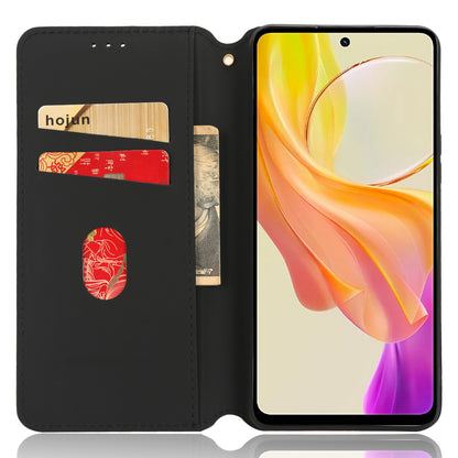 For vivo Y36 4G / Y36 5G / Y78 (China) 5G PU Leather Rhombus Imprinted Shell Stand Case Phone Cover