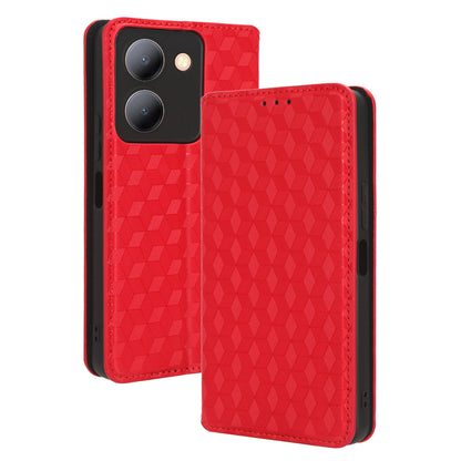 For vivo Y36 4G / Y36 5G / Y78 (China) 5G PU Leather Rhombus Imprinted Shell Stand Case Phone Cover