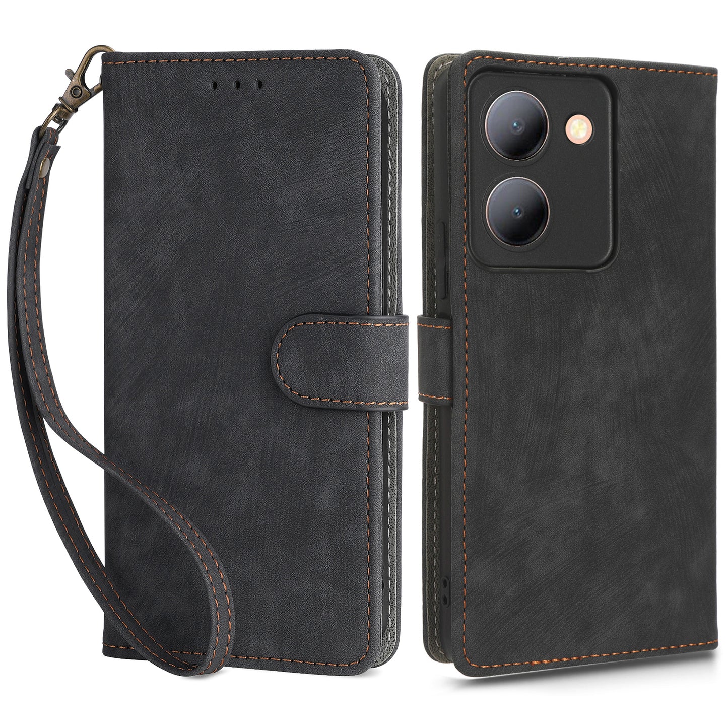 Cellphone Cover for vivo Y36 4G / Y36 5G / Y78 (China) 5G RFID Blocking Wallet PU Leather Stand Case with Strap