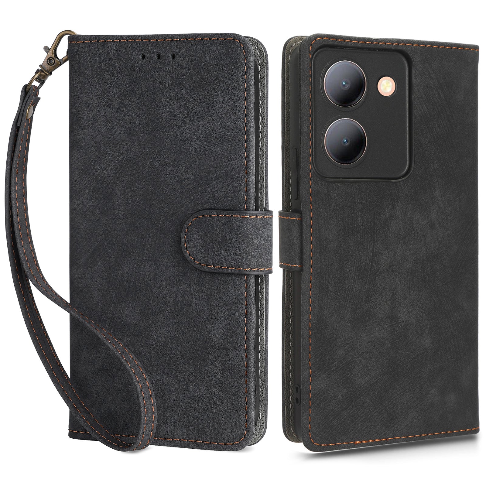 Cellphone Cover for vivo Y36 4G / Y36 5G / Y78 (China) 5G RFID Blocking Wallet PU Leather Stand Case with Strap