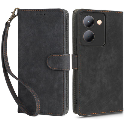 Cellphone Cover for vivo Y36 4G / Y36 5G / Y78 (China) 5G RFID Blocking Wallet PU Leather Stand Case with Strap