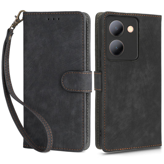 Cellphone Cover for vivo Y36 4G / Y36 5G / Y78 (China) 5G RFID Blocking Wallet PU Leather Stand Case with Strap