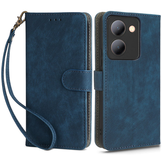 Cellphone Cover for vivo Y36 4G / Y36 5G / Y78 (China) 5G RFID Blocking Wallet PU Leather Stand Case with Strap