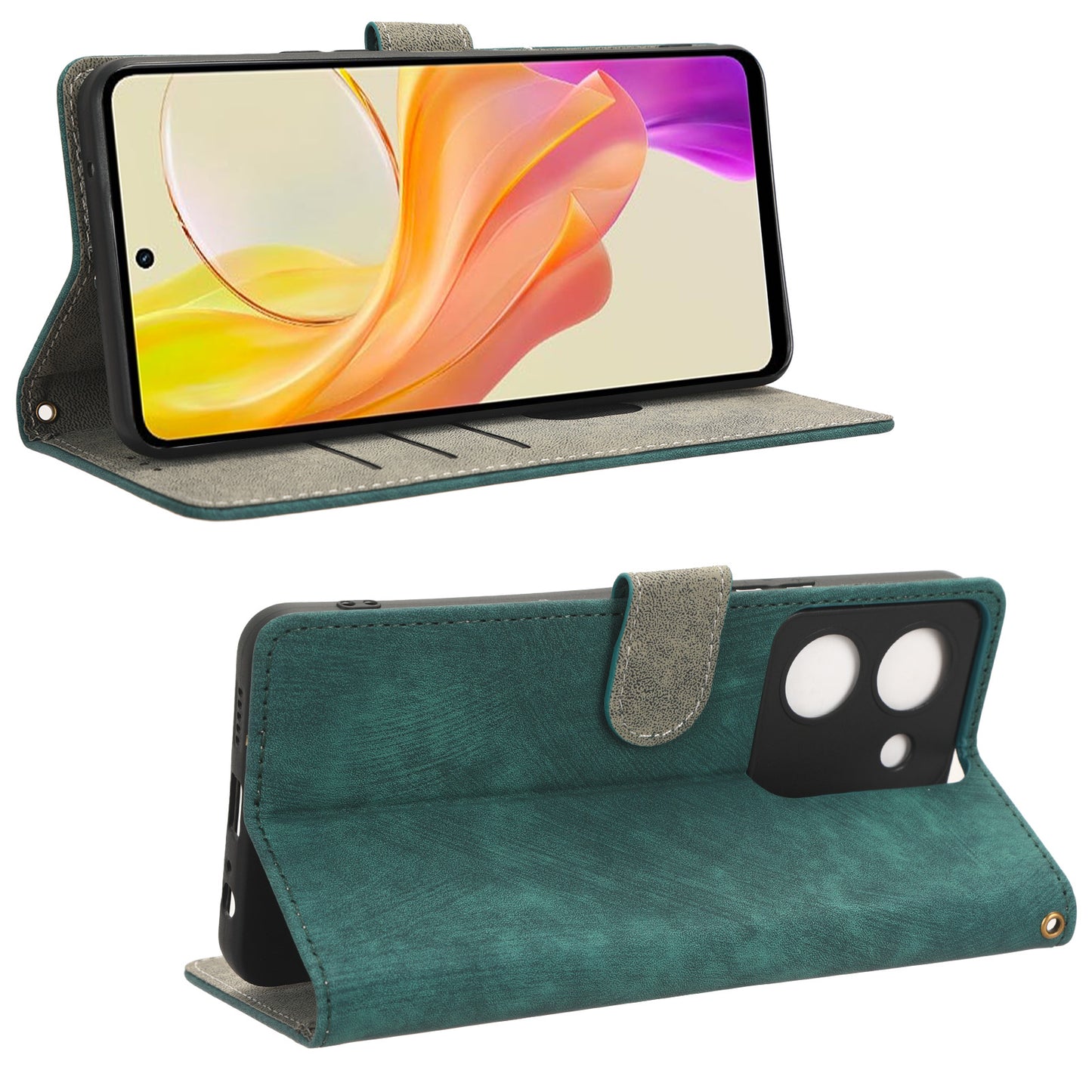 Cellphone Cover for vivo Y36 4G / Y36 5G / Y78 (China) 5G RFID Blocking Wallet PU Leather Stand Case with Strap