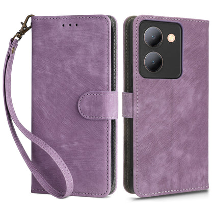 Cellphone Cover for vivo Y36 4G / Y36 5G / Y78 (China) 5G RFID Blocking Wallet PU Leather Stand Case with Strap