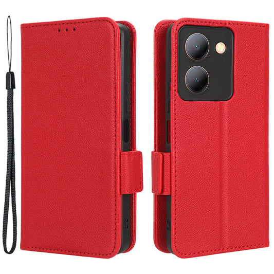 For vivo Y36 4G / Y36 5G / Y78 (China) 5G PU Leather Litchi Texture Phone Wallet Stand Case Anti-drop Cover