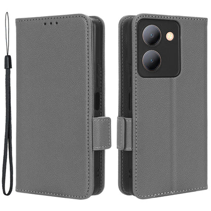 For vivo Y36 4G / Y36 5G / Y78 (China) 5G PU Leather Litchi Texture Phone Wallet Stand Case Anti-drop Cover