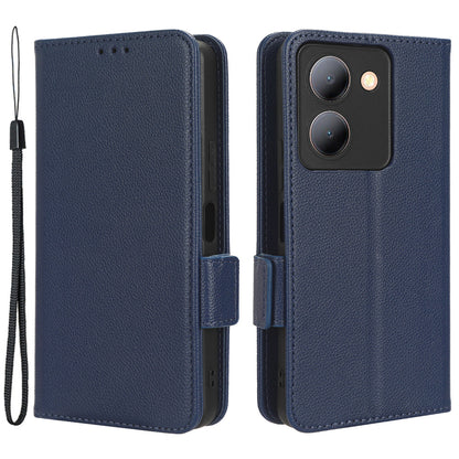 For vivo Y36 4G / Y36 5G / Y78 (China) 5G PU Leather Litchi Texture Phone Wallet Stand Case Anti-drop Cover