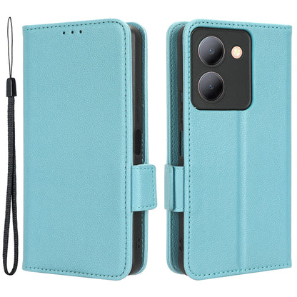 For vivo Y36 4G / Y36 5G / Y78 (China) 5G PU Leather Litchi Texture Phone Wallet Stand Case Anti-drop Cover