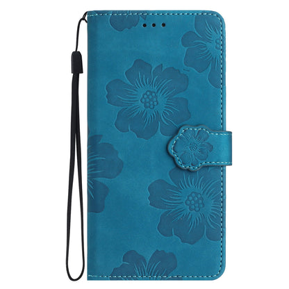 For iPhone 13 Pro Max Stand Phone Case Imprinted Flower Pattern Wallet Cover Flip Style PU Leather Shell