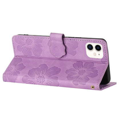 For iPhone 11 Cell Phone Case Flowers Imprinted PU Leather Stand Wallet Cover