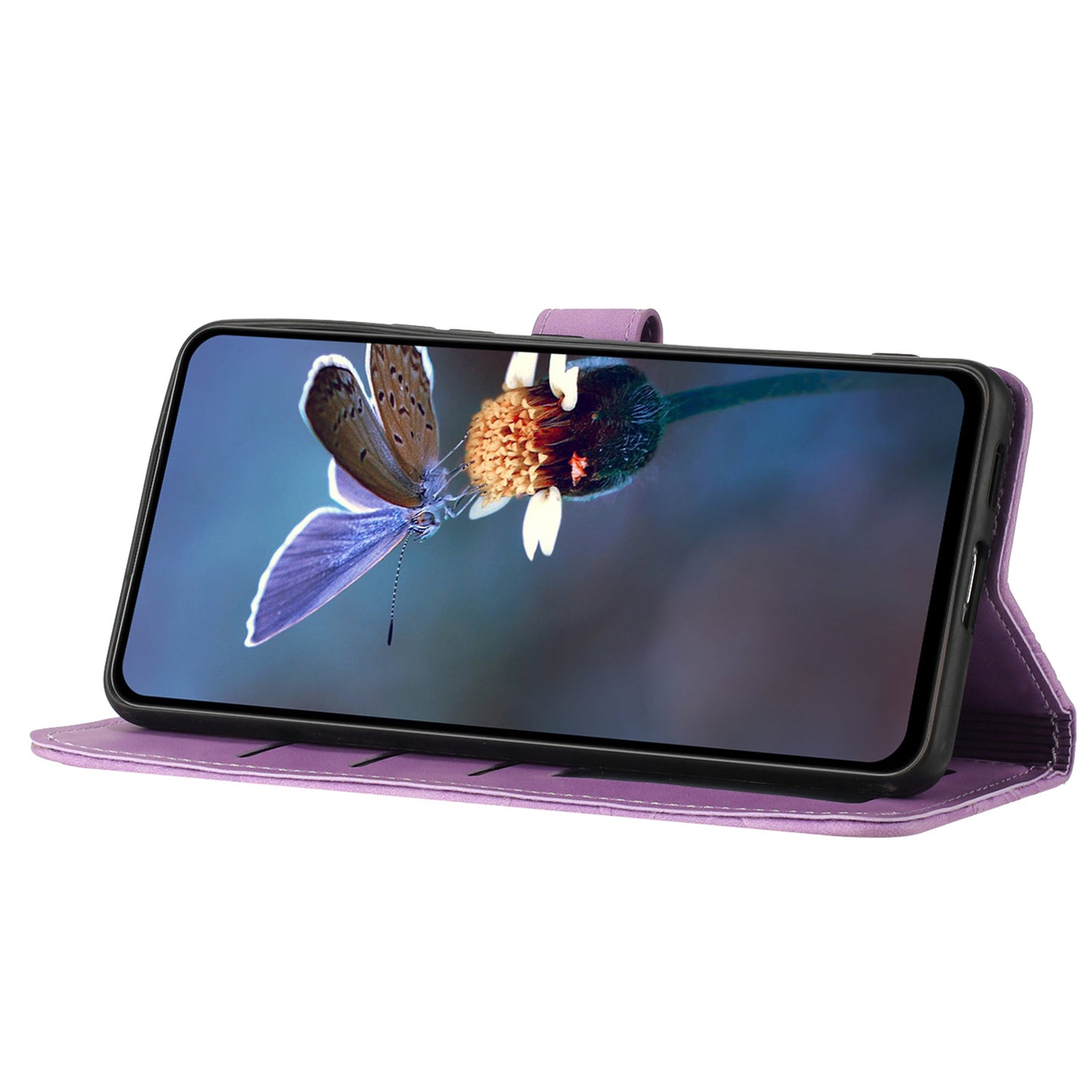 For iPhone 12 Pro Max 6.7 inch Flowers Imprint Phone Case PU Leather Wallet Cover with Stand