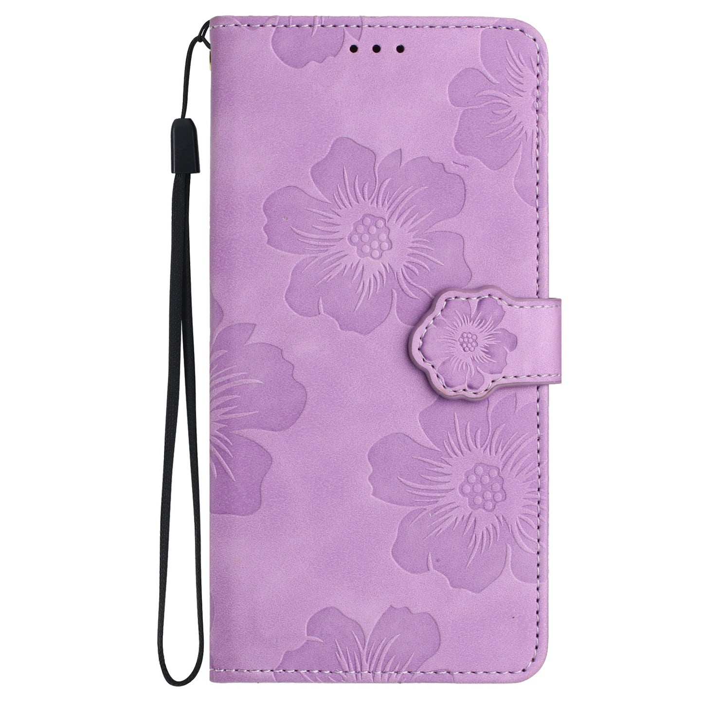 For iPhone 12 Pro Max 6.7 inch Flowers Imprint Phone Case PU Leather Wallet Cover with Stand