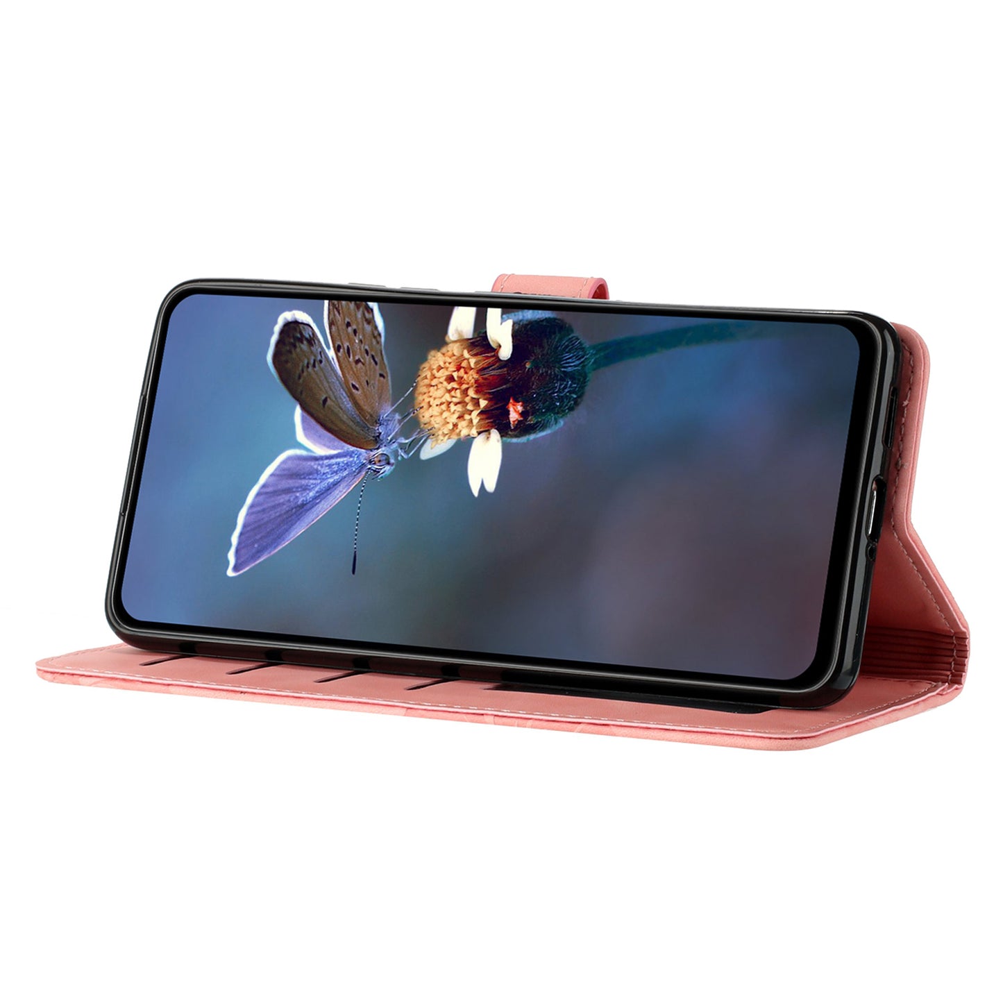 For iPhone 12 Pro Max 6.7 inch Flowers Imprint Phone Case PU Leather Wallet Cover with Stand