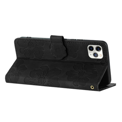 For iPhone 11 Pro Flowers Imprint Flip Stand Phone Case PU Leather Wallet Shockproof Cover