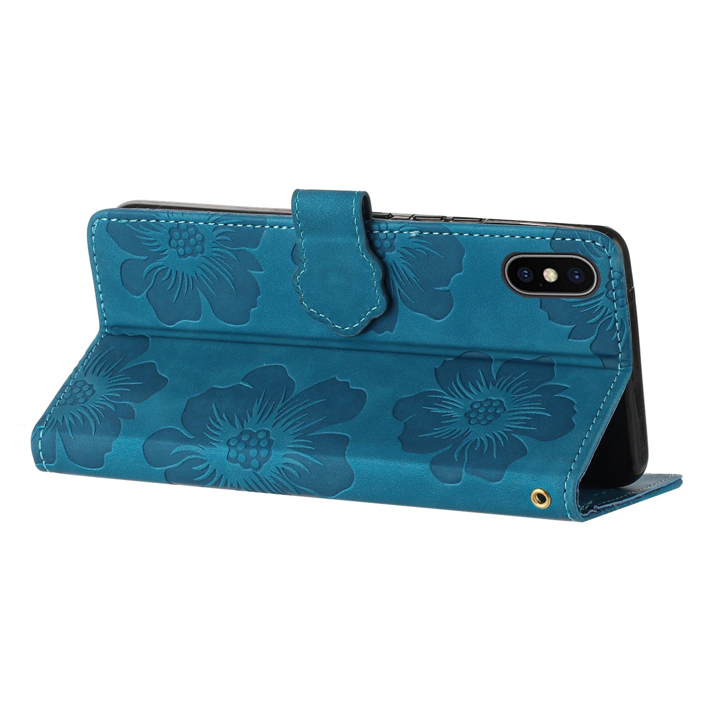 For iPhone XS Max 6.5 inch Flowers Imprint Drop-proof Shell PU Leather Wallet Flip Stand Cover