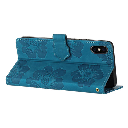 For iPhone XS Max 6.5 inch Flowers Imprint Drop-proof Shell PU Leather Wallet Flip Stand Cover