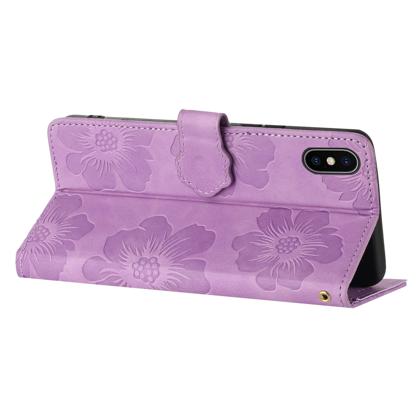 For iPhone XS Max 6.5 inch Flowers Imprint Drop-proof Shell PU Leather Wallet Flip Stand Cover