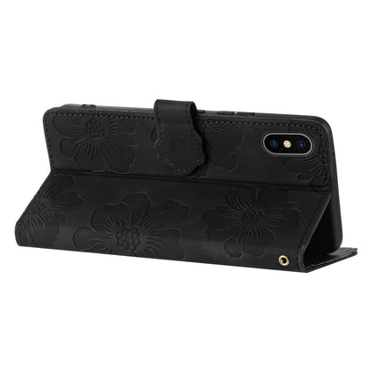 For iPhone XS Max 6.5 inch Flowers Imprint Drop-proof Shell PU Leather Wallet Flip Stand Cover