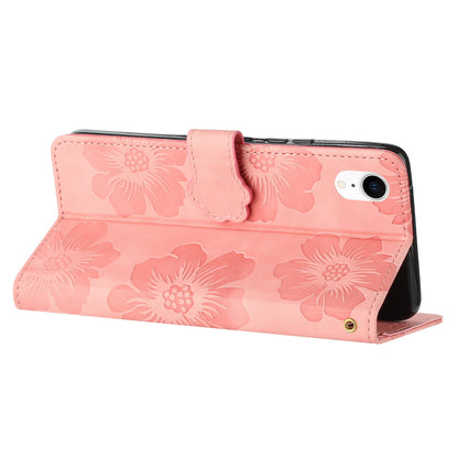 For iPhone XR 6.1 inch Flowers Pattern Anti-drop Phone Case PU Leather Stand Wallet Cover