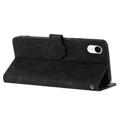 For iPhone XR 6.1 inch Flowers Pattern Anti-drop Phone Case PU Leather Stand Wallet Cover