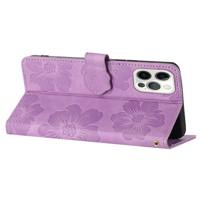 For iPhone 13 Pro 6.1 inch PU Leather Flip Stand Cover Flowers Imprinted Phone Case with Wallet