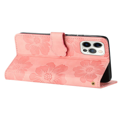 For iPhone 13 Pro 6.1 inch PU Leather Flip Stand Cover Flowers Imprinted Phone Case with Wallet