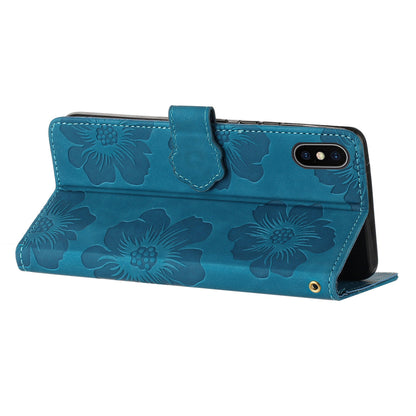 For iPhone X / XS 5.8 inch Flowers Imprint Mobile Case PU Leather Wallet Anti-drop Stand Cover