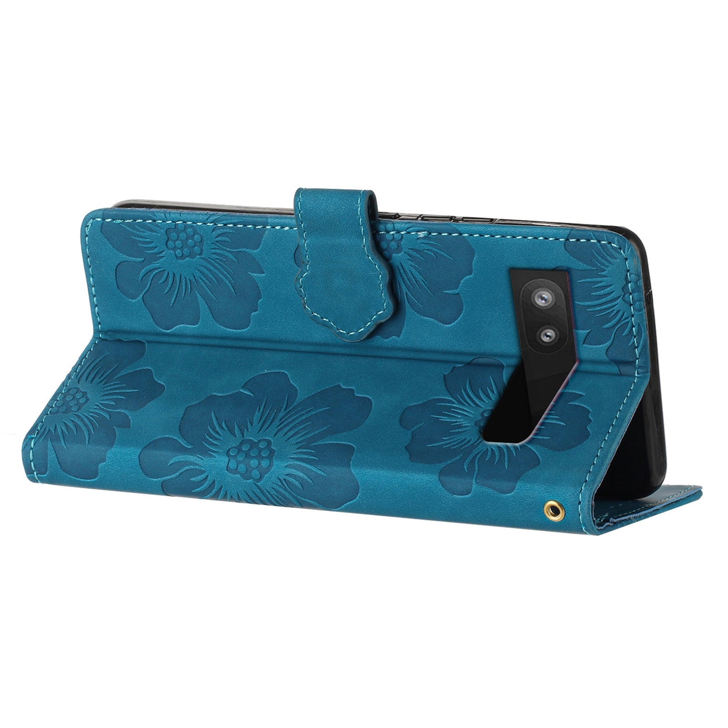 For Google Pixel 6a Slim-fit Phone Cover Stand Phone Shell Imprinted Flower Pattern Leather Case