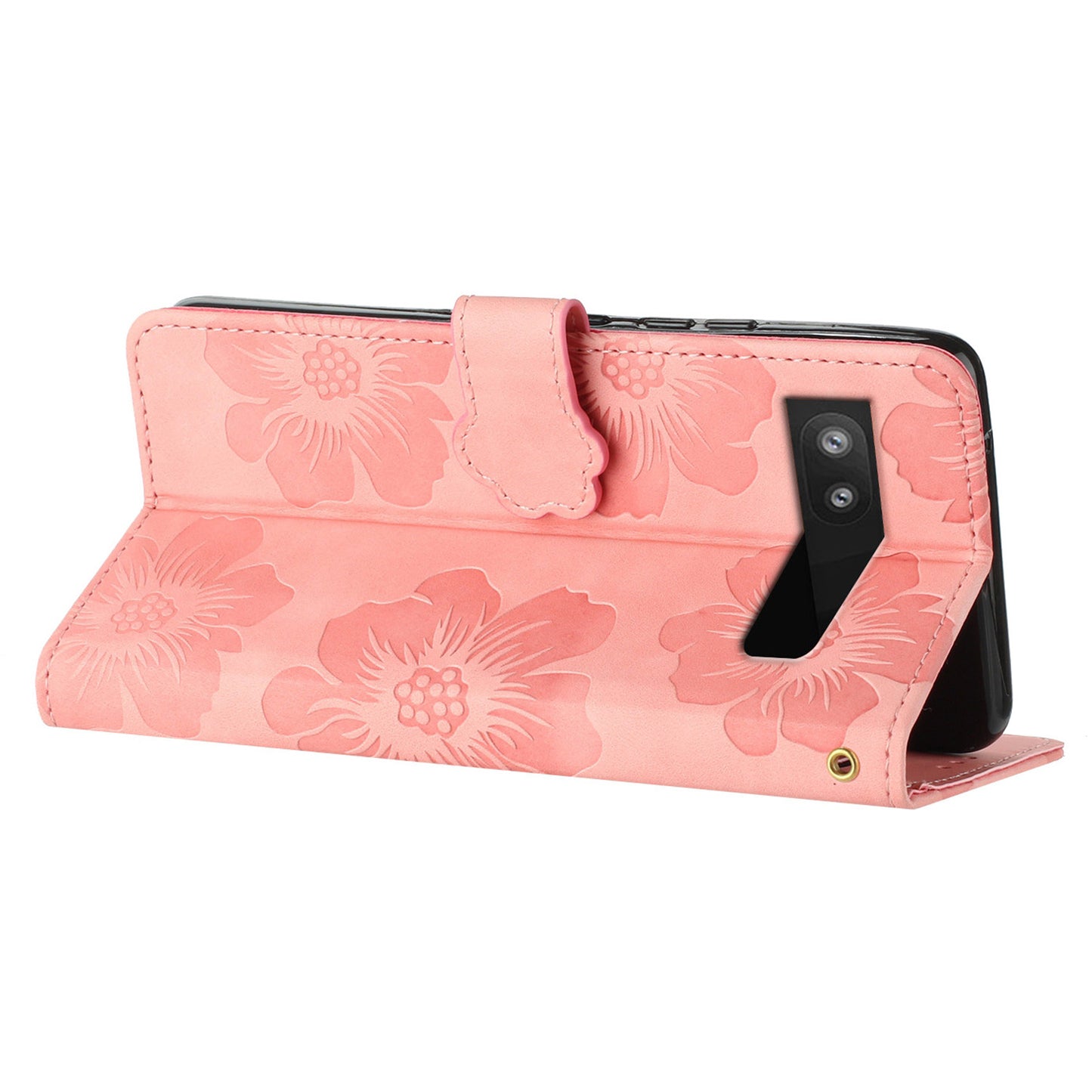 For Google Pixel 6a Slim-fit Phone Cover Stand Phone Shell Imprinted Flower Pattern Leather Case