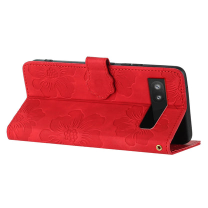 For Google Pixel 6a Slim-fit Phone Cover Stand Phone Shell Imprinted Flower Pattern Leather Case