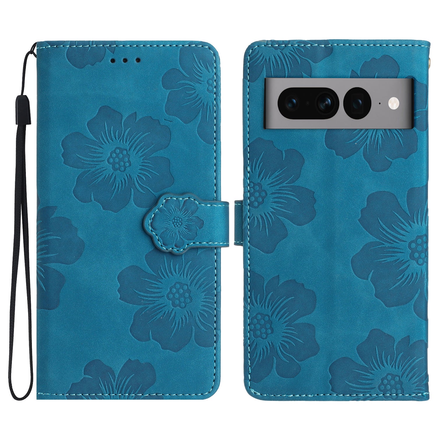 Phone Cover for Google Pixel 7 Pro 5G , Stand Imprinted Flower Pattern PU Leather Phone Case