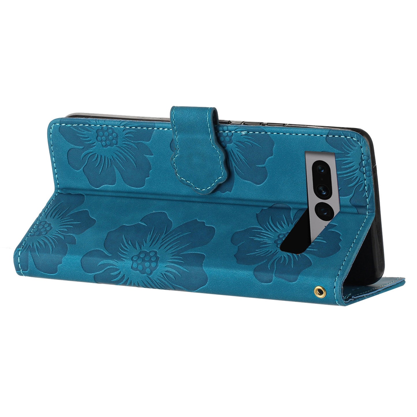 Phone Cover for Google Pixel 7 Pro 5G , Stand Imprinted Flower Pattern PU Leather Phone Case