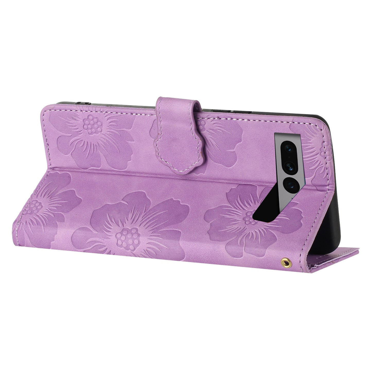 Phone Cover for Google Pixel 7 Pro 5G , Stand Imprinted Flower Pattern PU Leather Phone Case