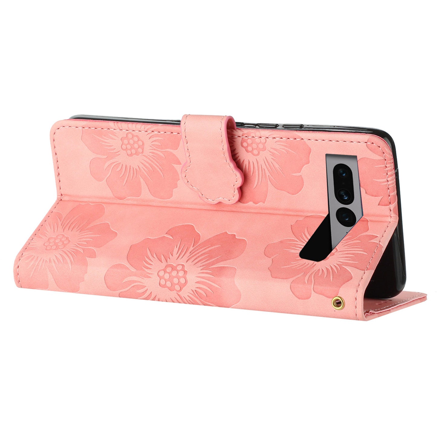 Phone Cover for Google Pixel 7 Pro 5G , Stand Imprinted Flower Pattern PU Leather Phone Case