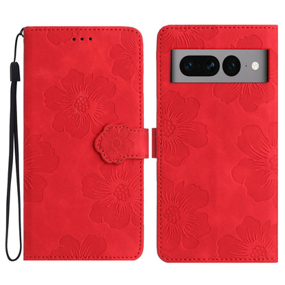 Phone Cover for Google Pixel 7 Pro 5G , Stand Imprinted Flower Pattern PU Leather Phone Case