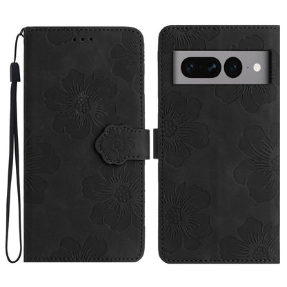 Phone Cover for Google Pixel 7 Pro 5G , Stand Imprinted Flower Pattern PU Leather Phone Case