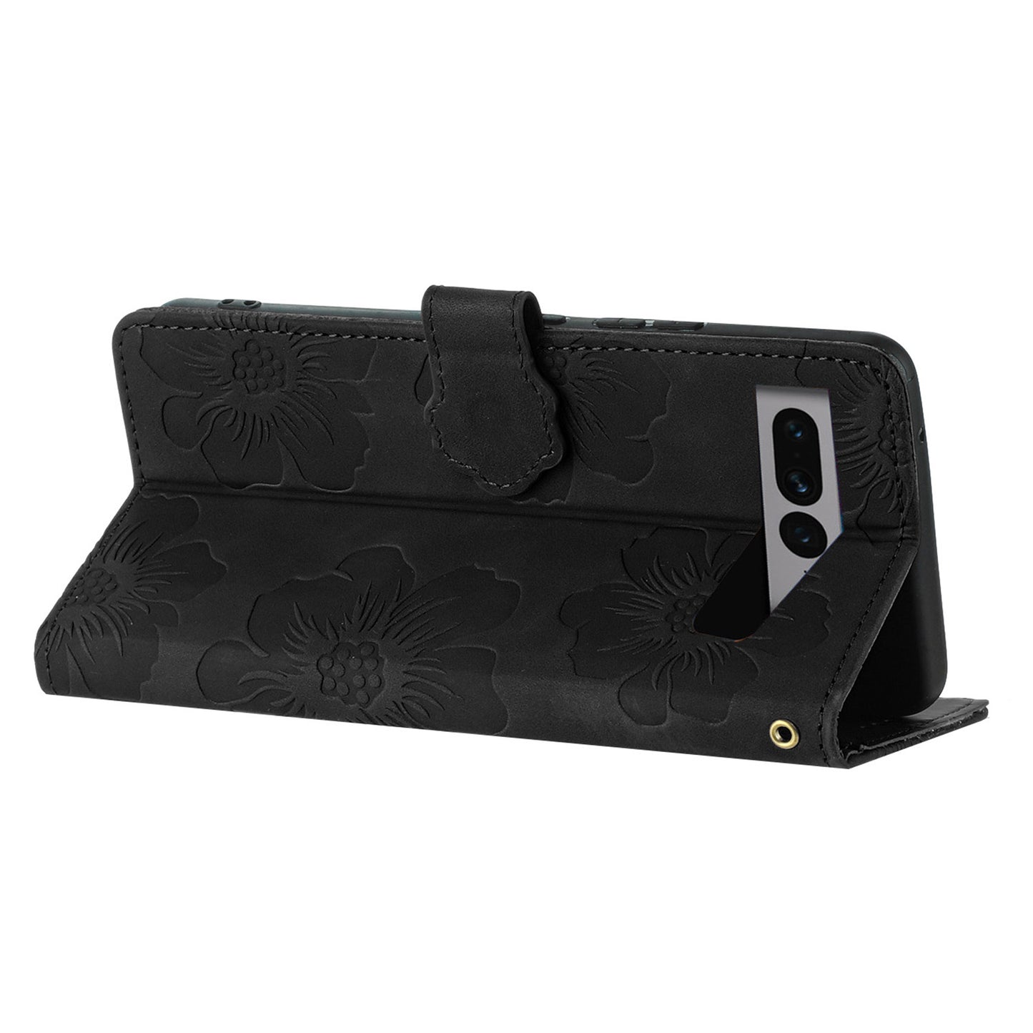 Phone Cover for Google Pixel 7 Pro 5G , Stand Imprinted Flower Pattern PU Leather Phone Case