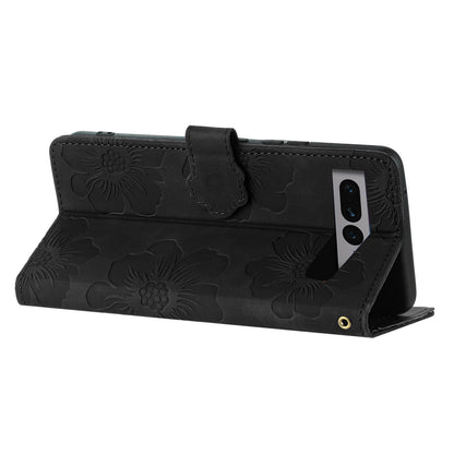 Phone Cover for Google Pixel 7 Pro 5G , Stand Imprinted Flower Pattern PU Leather Phone Case