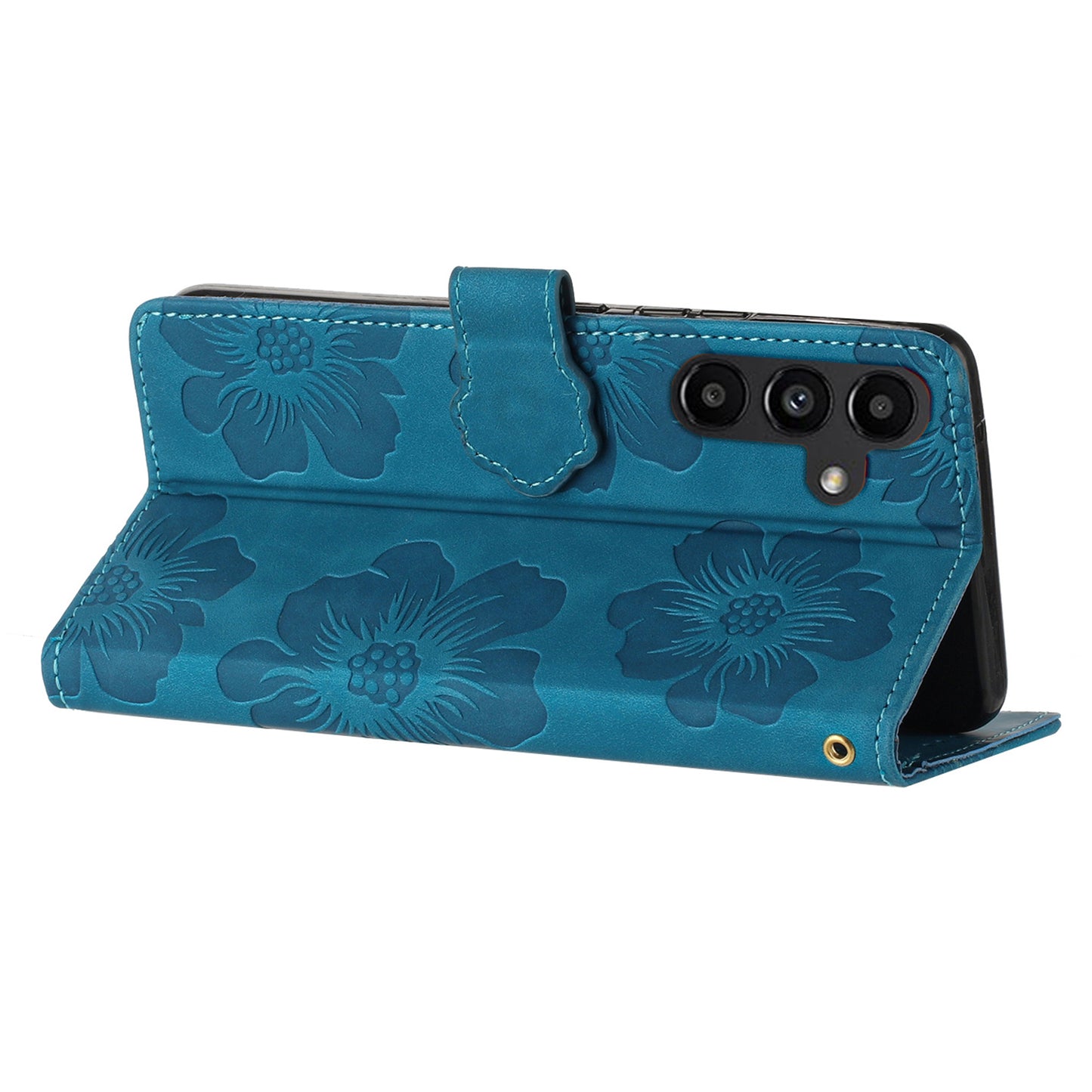 For Samsung Galaxy A34 5G Shockproof Phone Shell PU Leather Cover Wallet Imprinted Flower Pattern Case