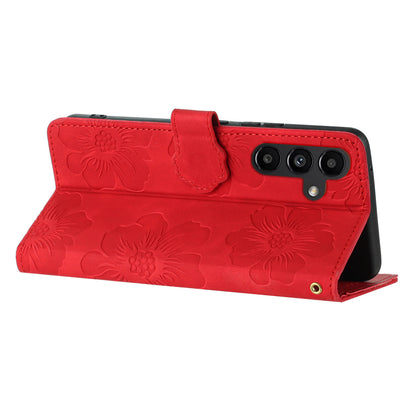 For Samsung Galaxy A34 5G Shockproof Phone Shell PU Leather Cover Wallet Imprinted Flower Pattern Case