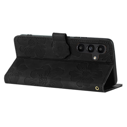 For Samsung Galaxy A34 5G Shockproof Phone Shell PU Leather Cover Wallet Imprinted Flower Pattern Case