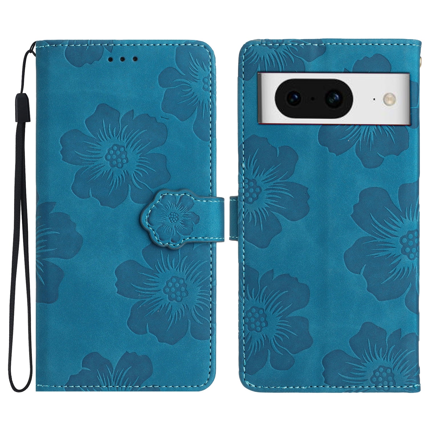 For Google Pixel 8 Flowers Imprint Leather Shell Flip Wallet Cover Phone Case with Stand