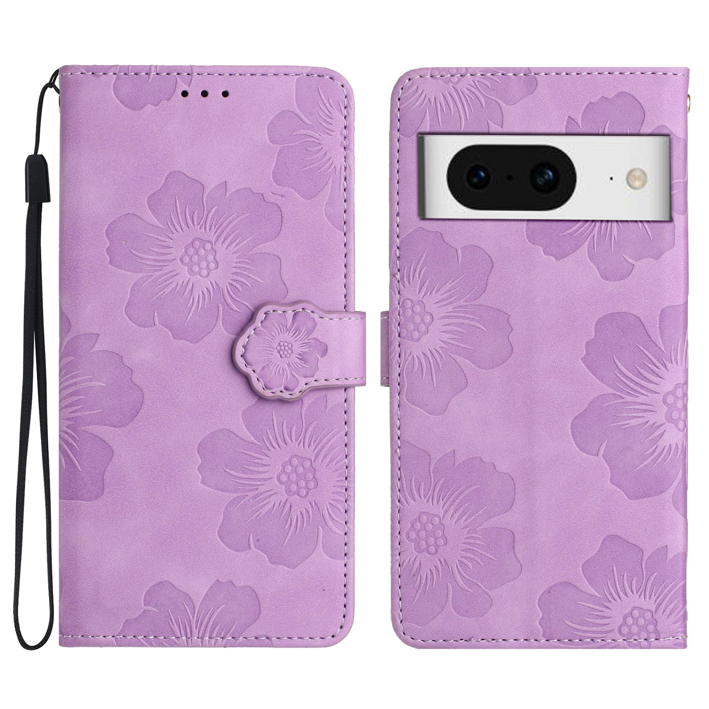 For Google Pixel 8 Flowers Imprint Leather Shell Flip Wallet Cover Phone Case with Stand
